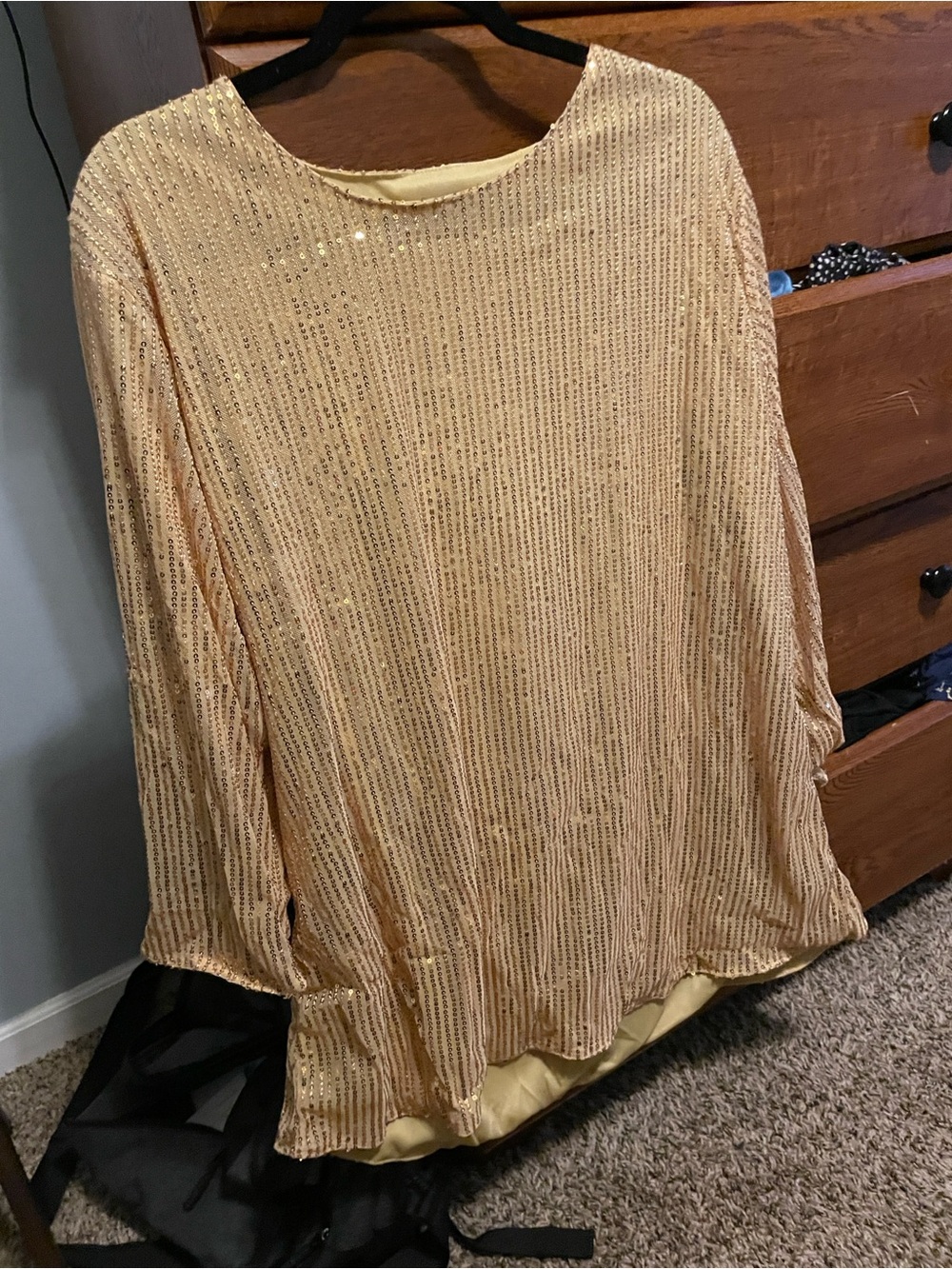 Gold Sequin Long Sleeve Women's Top